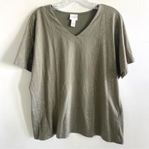 3/$25 Chico's Weekends Sage Green Gold Short Sleeve Top 2